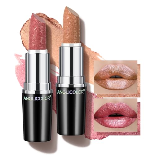 Anglicolor Metallic Lipstick Set - Hydrating Creamy Lip Colors with Shimmer