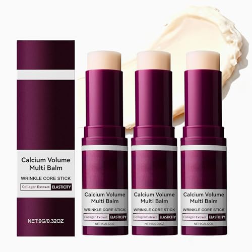 Calcium Volume Multi Balm, Collagen Infused Anti-Wrinkle & Firming Balm, Intense Hydrating Lifting Cream for Lip, Eye, Face, Neck, Suitable for All Skin Types, 3pcs