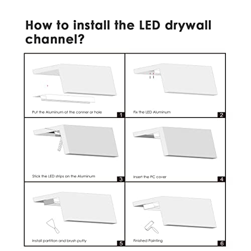 Besseto Plaster LED Channel Kit 6 Pack 6.6ft Trimless Recessed Wall & Ceiling Lighting