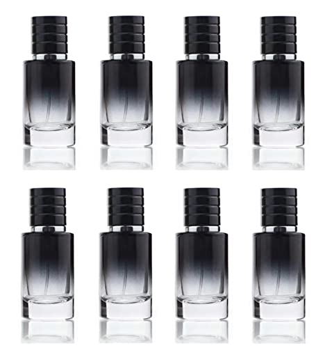 30ML Glass Perfume Spray Bottles Set - Refillable Travel Atomizers with Black Lid