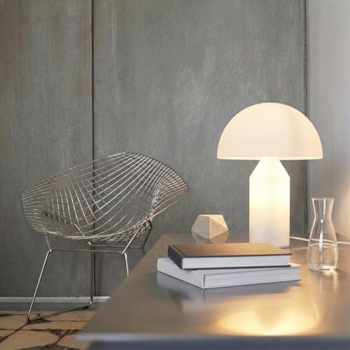 Brightech Venus Glass Mushroom Table Lamp - Dimmable LED Nightstand Light