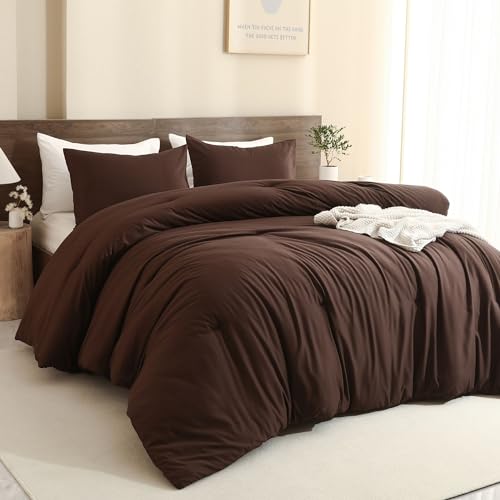 Oversized Brown Super King Plus Comforter Set 128x120 Inches - All Seasons Soft Bedding