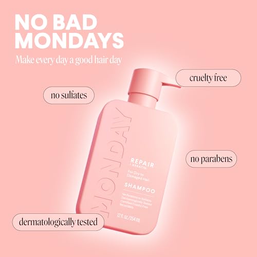 MONDAY HAIRCARE REPAIR Shampoo with Keratin, Argan Oil & Cocoa Butter 354mL For Dry to Damaged & Depleted Hair 354mL