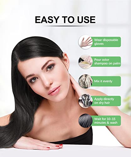 Herbishh Black Hair Dye Shampoo 3-in-1 Color for Gray Hair, 400ml