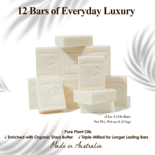 Extra Creamy Goat Milk Soap Bar - French Milled Enriched with Organic Shea Butter, 3.3 OZ Pack of 12, Suitable for Face, Hand & Body, Made in Australia