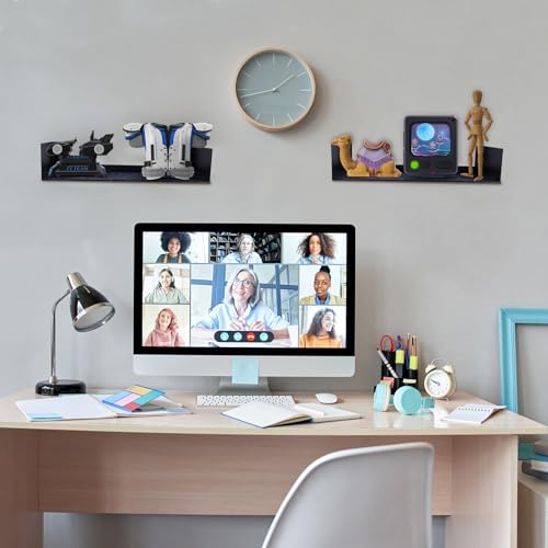 Patioer Set of 6 Black U-Shaped Floating Wall Shelves - Metal Book & Media Storage