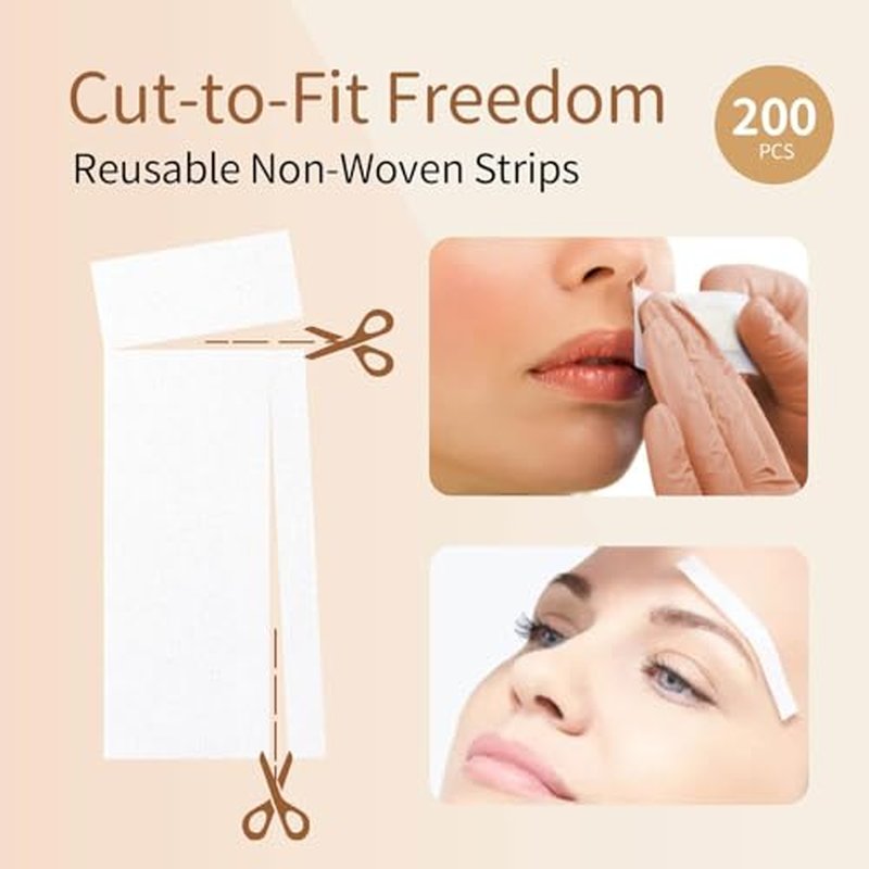 200 Pcs Professional Non Woven Wax Strips for Hair Removal - Works with Wax Beads, Soft Wax & Roll On Wax - Tear-Resistant, Skin-Friendly & Reusable Strips for Legs, Face, Back, Arms, Intimate Areas
