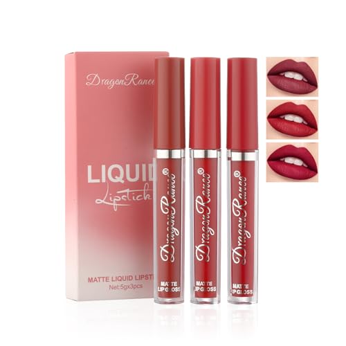M?TYSUR3Pcs Matte Lipstick Set - Long Lasting & Smudge-Proof, Hydrating Non-Drying lip gloss for Women, Natural Finish with Rich Shades, Nourishing Lipstick for Women, Soft Matte Lip Cream