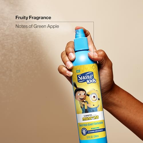 Suave Kids Detangler Spray Minions, Hair Detangling, Removing Knots and Making Kids Locks Soft, Smooth, and Shiny, 10 oz, Pack of 6