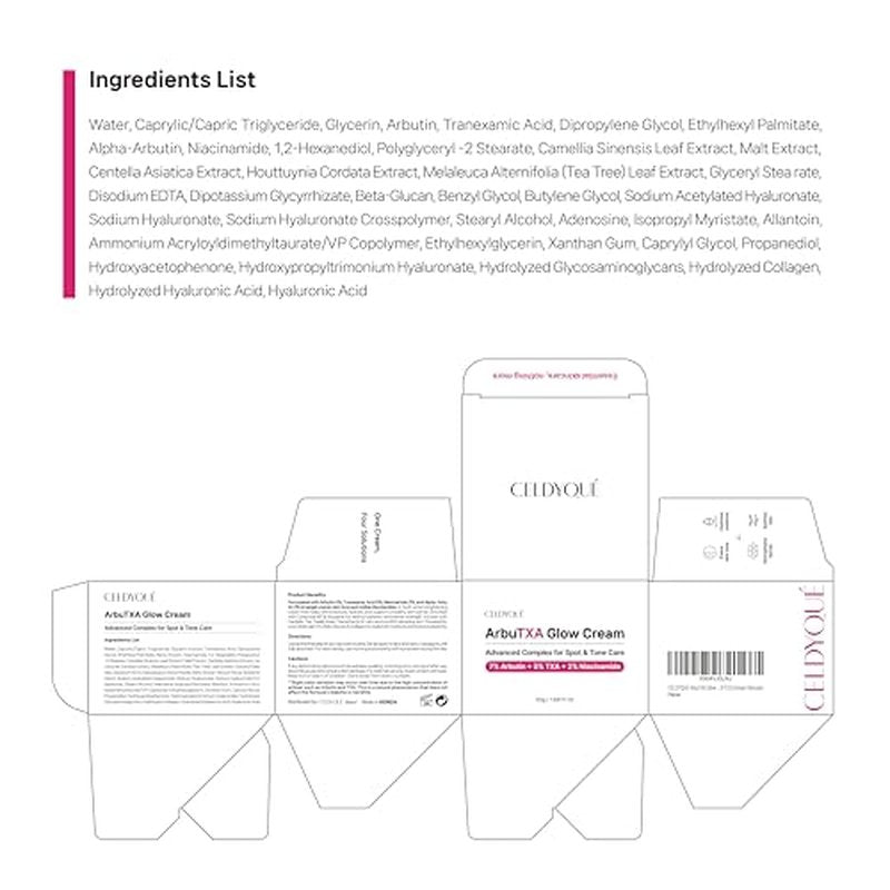 Arbutin 7% + Tranexamic Acid 5% + Niacinamide 2% Intensive Tone Care Facial Cream -Dark Spots, Freckle, Blemishes, Pigmentation, Dull & Uneven-Looking Tone w/ Alpha Arbuitn 20,000 ppm Korean Skincare