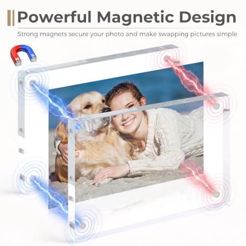 TWING 5x7 Acrylic Picture Frames Set 5 Pack, 24mm Thick Frameless Clear Photos