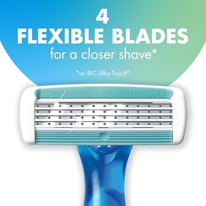 BIC Soleil Comfort 4-Blade Disposable Razors for Women Sensitive Skin Razor for a Smooth and Close Shave, 3 Piece Razor Set (Pack of 2)