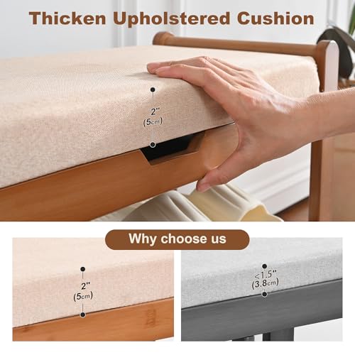 27.6in Bamboo Shoe Rack Entryway Bench with Hidden Drawer & Hooks - Homman