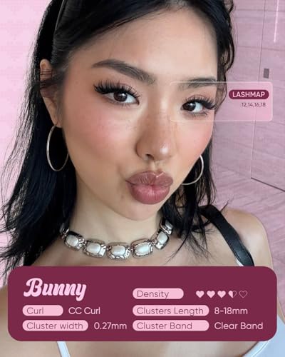 OKAYLOVE Bunny Lash Clusters Kit - 8-18mm Wispy Eyelash Extensions for Natural, Anime & Cosplay Looks