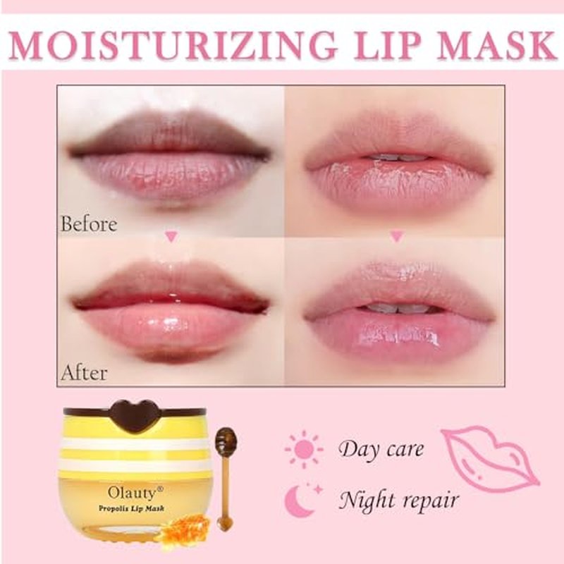 9 PCS Bee Lip Balm Lip Mask Honey Pot, Honey Strawberry Watermelon Moisturizing Lip Balm Bulk with Stick, Lip Sleeping Mask Propolis Hydrating Prevent Dry & Cracked Lips, Reduce Lip Lines (9 PCS)