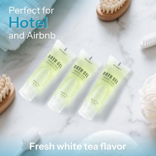 50 Pack Travel Size Body Wash Tubes - White Tea Scent, 1oz, Hotel & Guest Use