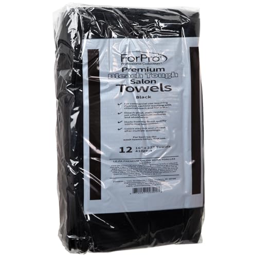 Black Salon Towels 12 Pack - Bleach & Color Safe 27 x 16 Inches