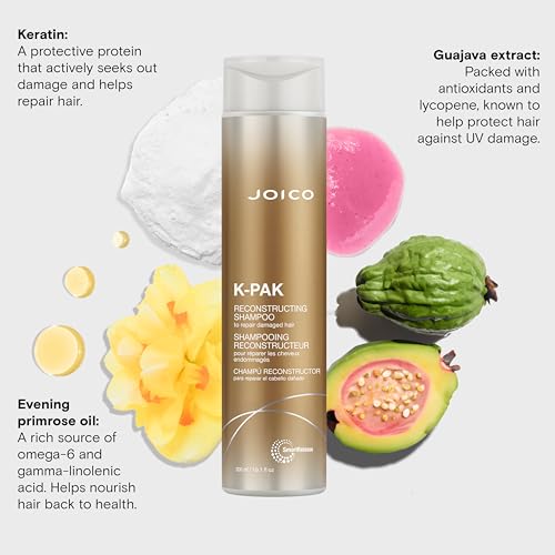 Joico K-PAK Daily Reconstructing Shampoo | For Damaged Hair | Repair Damage & Prevent Breakage | Double Hair Strength | Boost Shine | With Keratin & Guajava Fruit Extract
