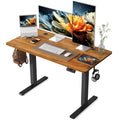 Electric Standing Desk 48x24 Inches Adjustable Height Home Office Workstation - Black Frame/Rustic Brown Top