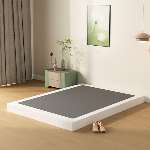 King Size Box Spring with Fabric Cover - 4 Inch Bed Base, No Noise, Easy Assembly