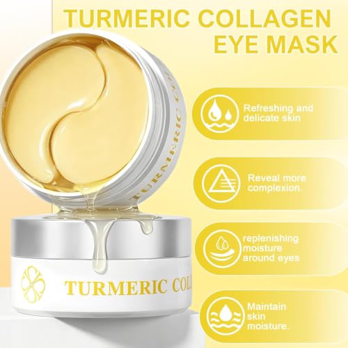 Turmeric Under Eye Patches with Collagen & Vitamin C - 60pcs, Yellow Variation
