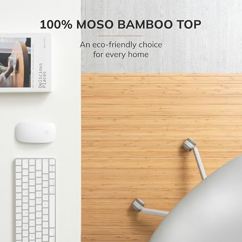 Anji Mountain Bamboo Office Chair Mat for Hardwood & Carpet, 48x42 Inches, Without Lip