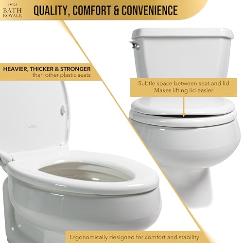 Bath Royale White Round Soft Close Toilet Seat BR500-00 with Lid - Durable & Easy to Clean