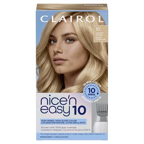 Clairol Nice'N Easy 10 Permanent Hair Dye, 10 Lightest Blonde Hair Color, Pack of 1