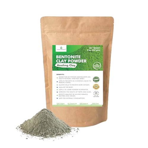 Calcium Bentonite Clay Powder 8oz - Pure Food Grade Skin Detox Mask - Vegan & Healing