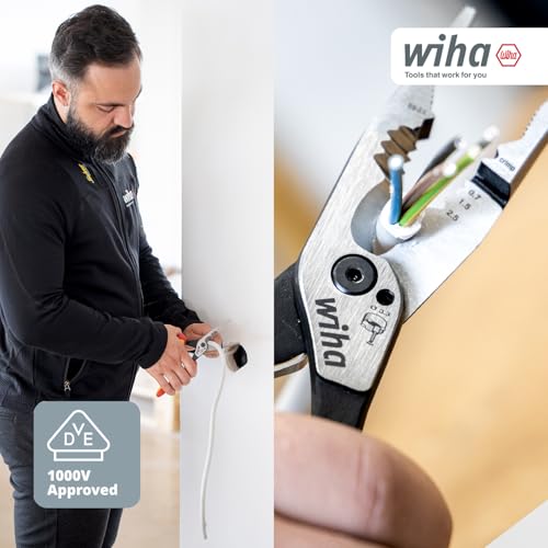 Wiha 8-in-1 Multifunction Pliers for Electricians – Crimp, Strip, Cut, Bend & More (45705)