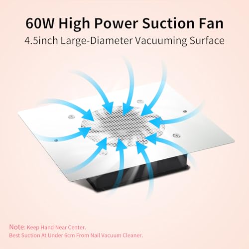 BLUETOP Nail Dust Collector Nail Vacuum Cleaner Table Embedded Dust Extractor Vacuum Professional Built in Desktop Nail Dust Collector Quiet Nail Fan Low Noise for Nail Salon Home