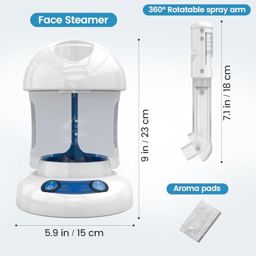 Nisperos Nano Ionic Facial Steamer with Rotatable Sprayer & 40-Minute Warm Mist – White