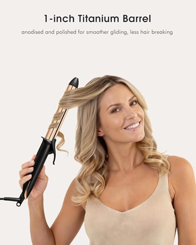 1 Inch Titanium Curling Iron - Anodized for Soft Bouncy Curls - FUNBUGS