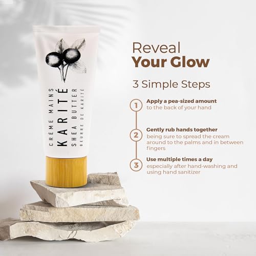 Karit? Shea Butter Hand Cream - Raw Organic Shea Butter for Dry Cracked Hands - Intense Moisturizing Hand Lotion with Jojoba & Rosehip Oil - Hypoallergenic & Dermatologist Approved