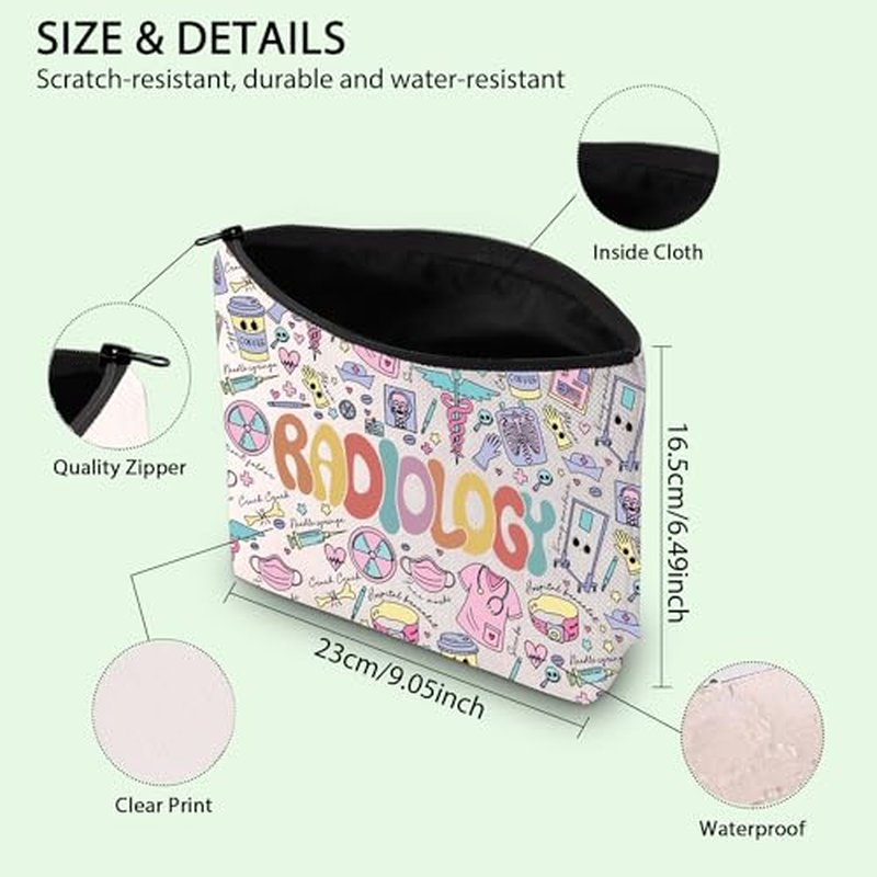 FOTAP Radiology Gift Radiology Technologist Appreciation Gift X-ray Tech Cosmetic Bag Radiology Gift Radiology Travel Tote Bag(Radiology)