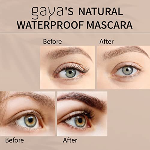 Vegan Black & Brown Mascara for Sensitive Eyes, Natural Hypoallergenic mascara, Lengthening and Volumizing for Natural Looking, Cruelty Free, Ophthalmologist Tested- By Gaya cosmetics