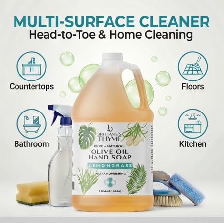 Castile Liquid Soap with Lemongrass – 128 Fl Oz / 1 Gallon (Pack of 1)