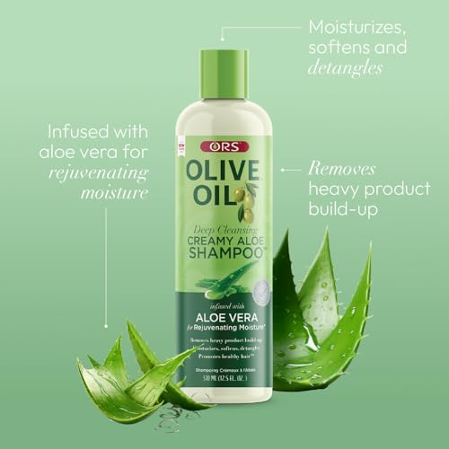 ORS Olive Oil Moisture Restore Creamy Aloe Shampoo Infused with Aleo Vera 12.5 Ounce (Pack of 3)