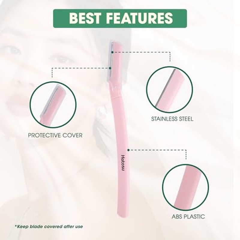 Face Razors for Women & Men Face Hair, Dermaplane Razor with Protective Cap, Womens Facial Razor for Peach Fuzz & Eyebrow Grooming, Ideal Travel Friendly Gift - 9pcs