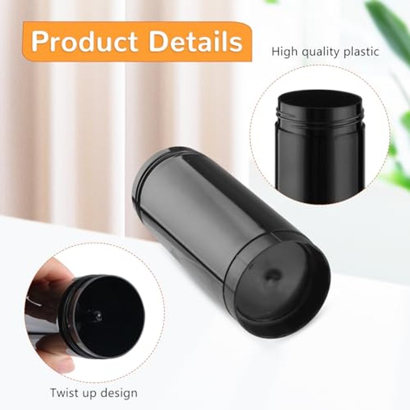 15 Pcs 60ml/2oz Plastic Deodorant Containers Empty Filling Stick Tube Deodorant Bottles for DIY Cosmetic Lotion Bar Sunscreen Lip Balm Crayon - Black