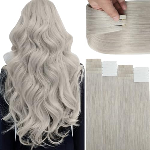 Grey Tape-In Hair Extensions - Human Hair, 16 Inch, 50g, 20 Pieces - Model of THIS listing