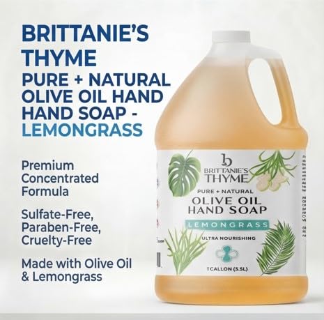 Brittanie’s Pure Organic Castile Liquid Soap Lemongrass 1 Gallon (128 Fl Oz)