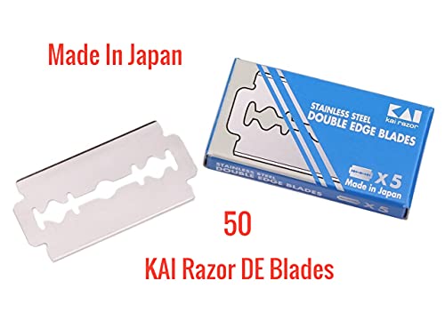 50 Stainless Steel Double Edge Safety Razor Blades - Kai Cutlery