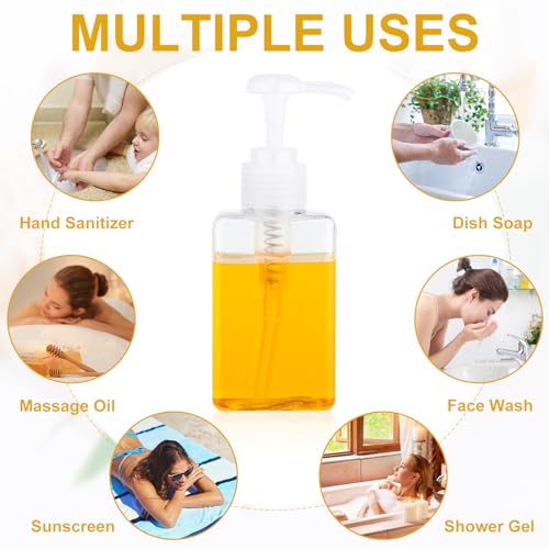 Domensi 50 Pcs Travel Pump Bottles 3.4 oz Clear Refillable Toiletry Dispensers