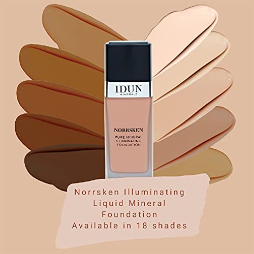 IDUN Minerals Liquid Norrsken Foundation - Silky Smooth Coverage - Luminous, Dewy Finish for Dry and Dull Skin - Water Resistant and Vegan Makeup - 206 Freja - Warm Light - 1.01 oz (Pack of 2)