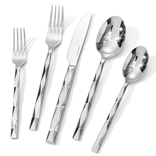 KINGSTONE 30-Piece Silver Flatware Set for 6 - Luxury 18/10 Stainless Steel Cutlery