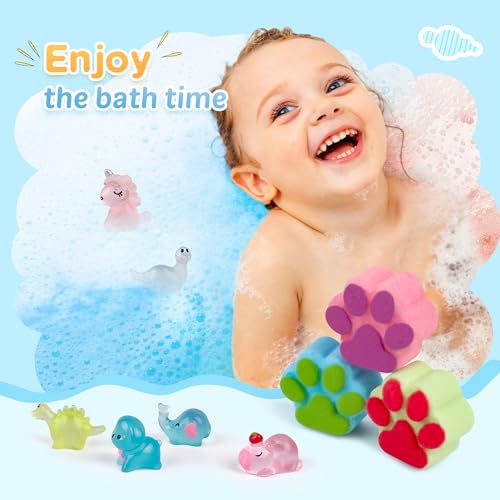 Kids Bath Bombs with Surprise Toys - 40 Large Paw-Shaped Bubble Bath Set