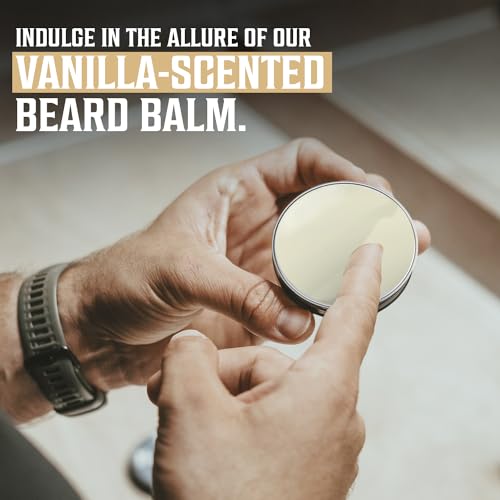 Viking Revolution Spiced Vanilla Beard Balm - Beard Butter with Argan Oil, Beard Softener for Men with Jojoba Oil - Beard Moisturizer for Men with Beeswax - Beard Wax for Men (2oz, 1 Pack)