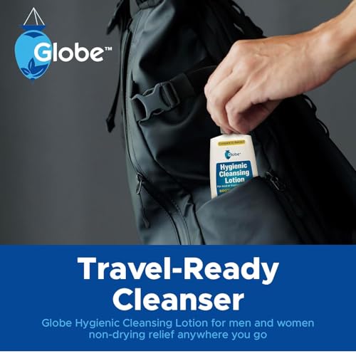 Globe (3 Pack) Hygienic Cleansing Lotion for Men and Women -Discomfort, Pain & Itch Relief for Sensitive Areas, Cooling, Non-Irritating Gentle Personal Care Cleanser, Convenient for Travel, 3oz Bottle