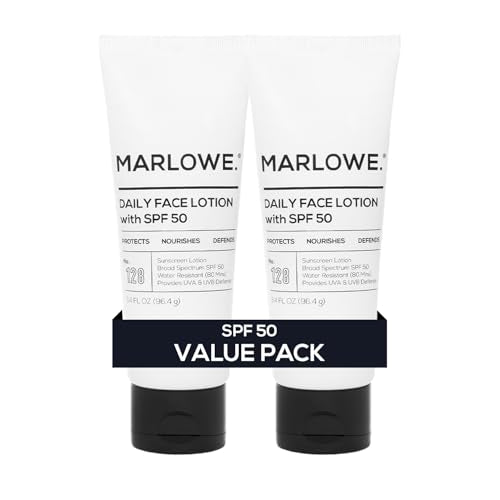 Facial Moisturizer with SPF 50 - Water-Resistant Daily Sunscreen Lotion, 2 Pack